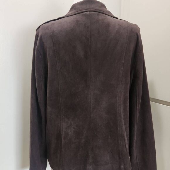 Style &  Co. Faux Suede Dark Coffee Bean Brown Moto Jacket, L, NWT - Picture 5 of 7